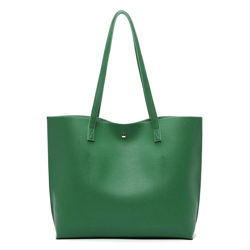 Dreubea Women's Soft Faux Leather Tote Shoulder Bag from, Big Capacity Tassel Handbag Forest Green - Image 3